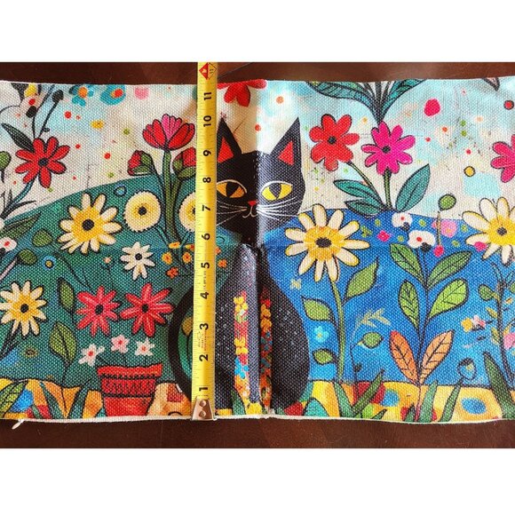 Black Cat Decorative Throw Pillow Cover Case Sofa Couch Accent Floral Decor 20" - Picture 6 of 10